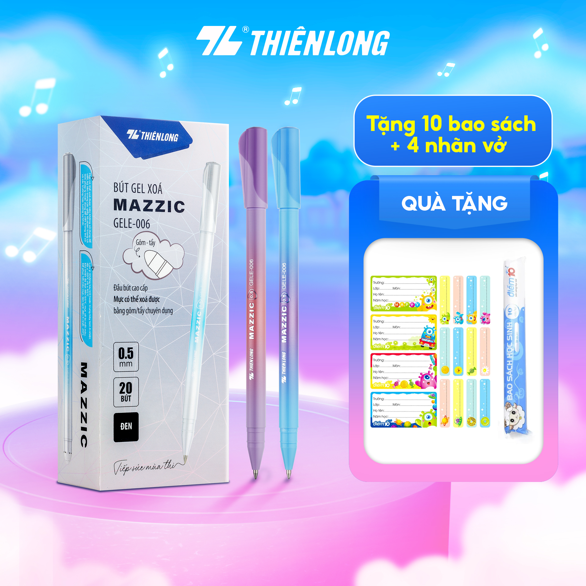 Combo 5/10/20 Bút gel xóa được Mazzic Thiên Long GELE-006