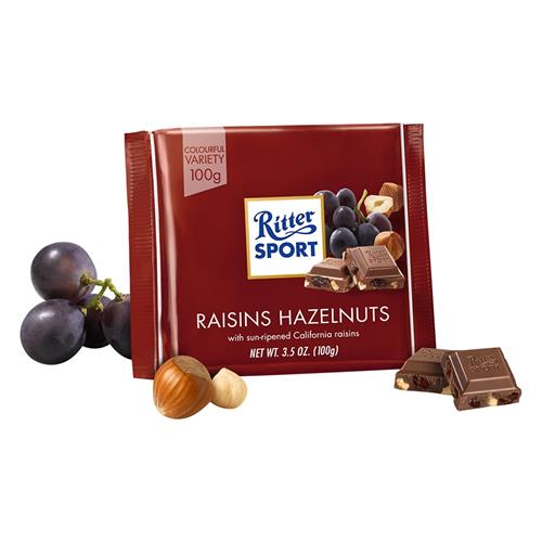 Socola Sữa Nhân Nho Khô Và Hạt Dẻ Ritter Sport (100g)