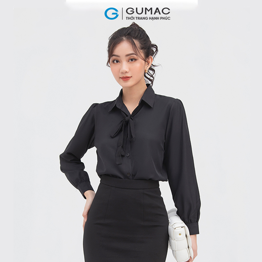 Áo sơ mi nữ đẹp hàng hiệu GUMAC thiết kế buột nơ AA910
