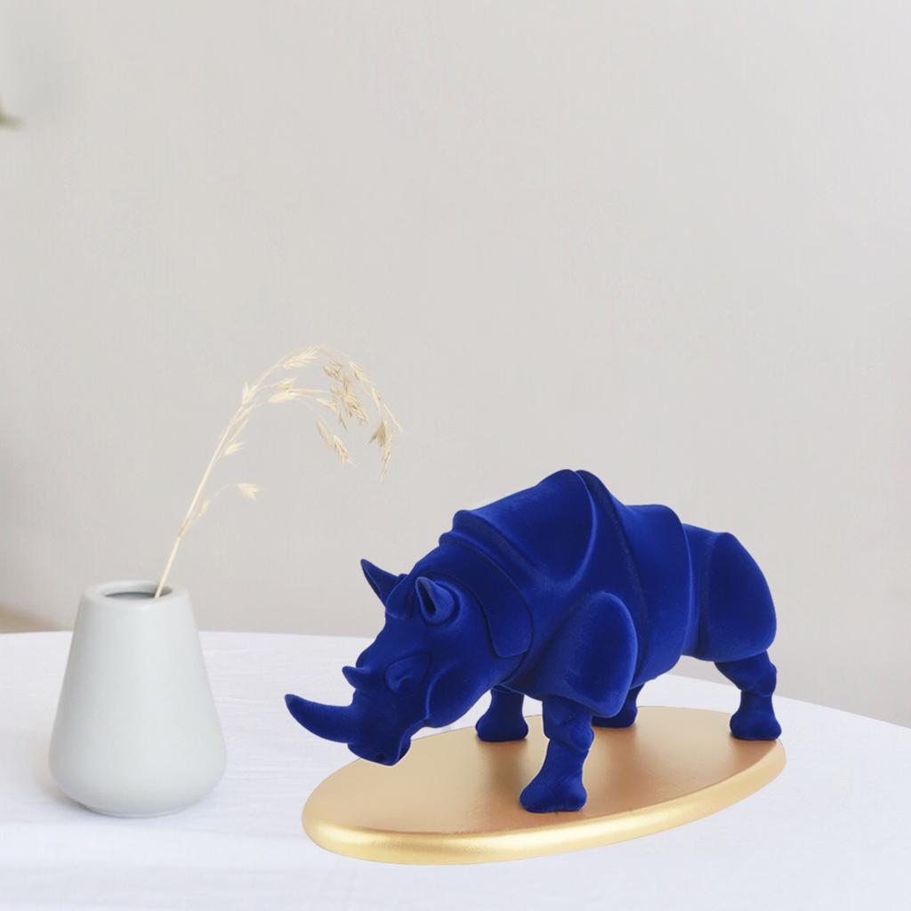 Resin Rhino Figurine Lifelike Animal Sculpture Statue Home Office Decoration
