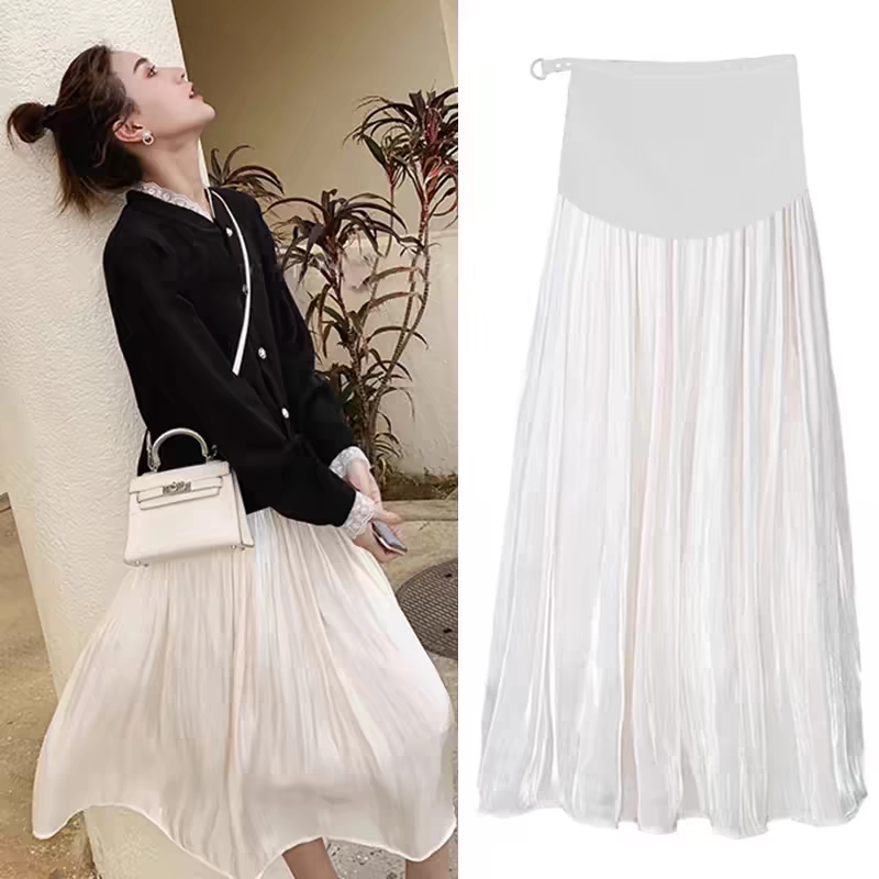Chân váy bầu dáng dài mùa hè siêu mát hàng silk tằm hàng qc 0416-038