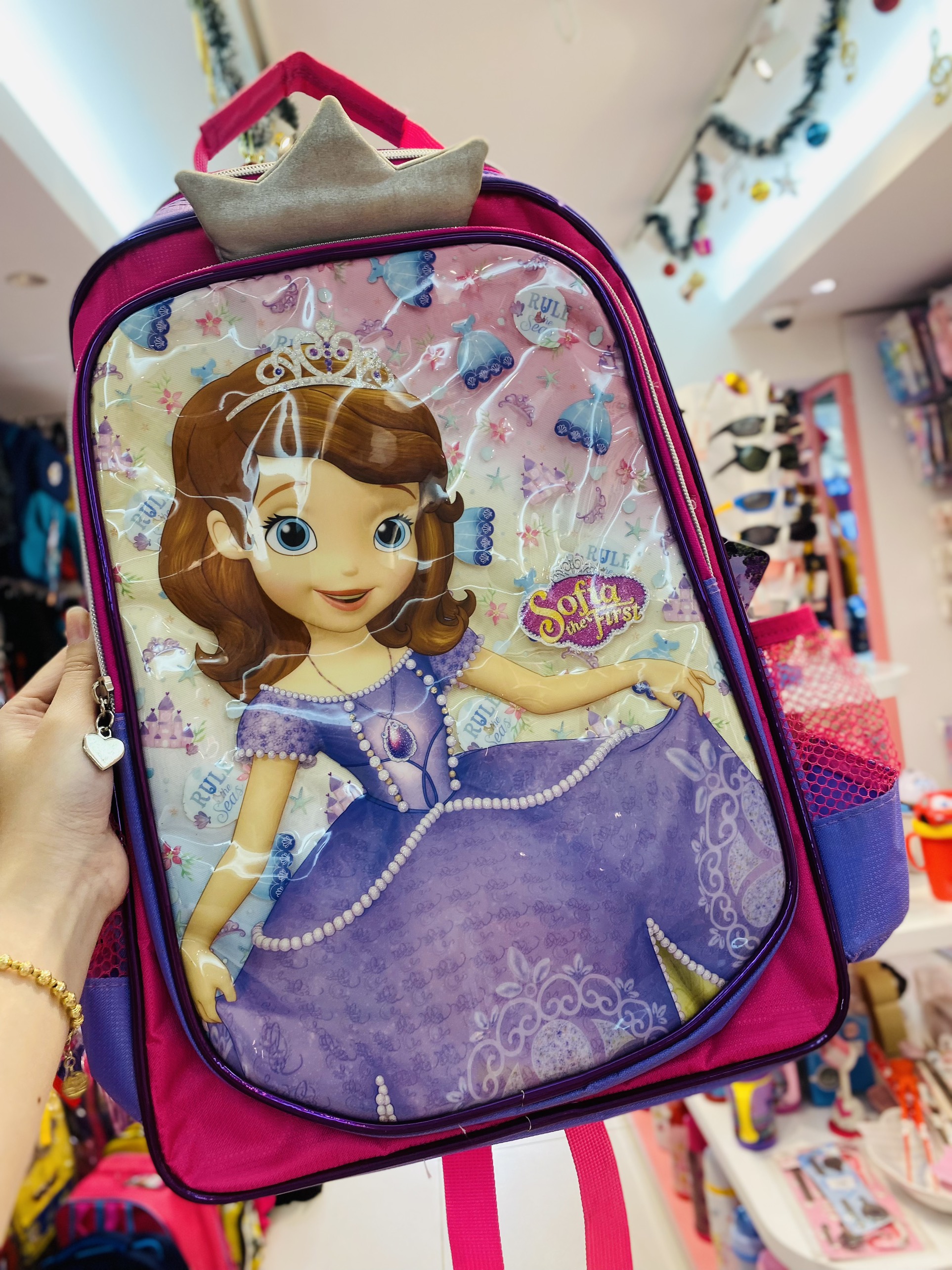 Balo, cặp táp 17'' 2 ngăn hình công chúa Sofia Princess cầm váy màu hồng tím - 740SFNG5021372H