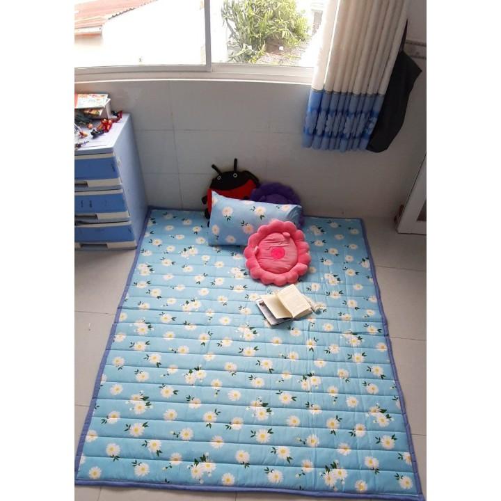 Topper Lót Nệm / Đệm Văn Phòng / Nệm Cuộn Trải Sàn Kiểu Nhật + Kèm 1 Áo Gối : Nhiều Mẫu - Giao Màu Ngẫu Nhiên