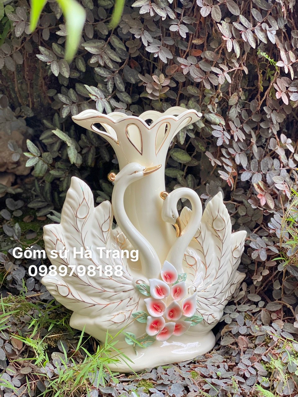 Lọ hoa gốm sứ cao cấp công đôi cao 33cm