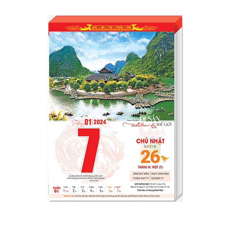 Lịch Bloc 2024 - Bloc lịch cỡ lớn kích thước 30 x 40 cm - NH02