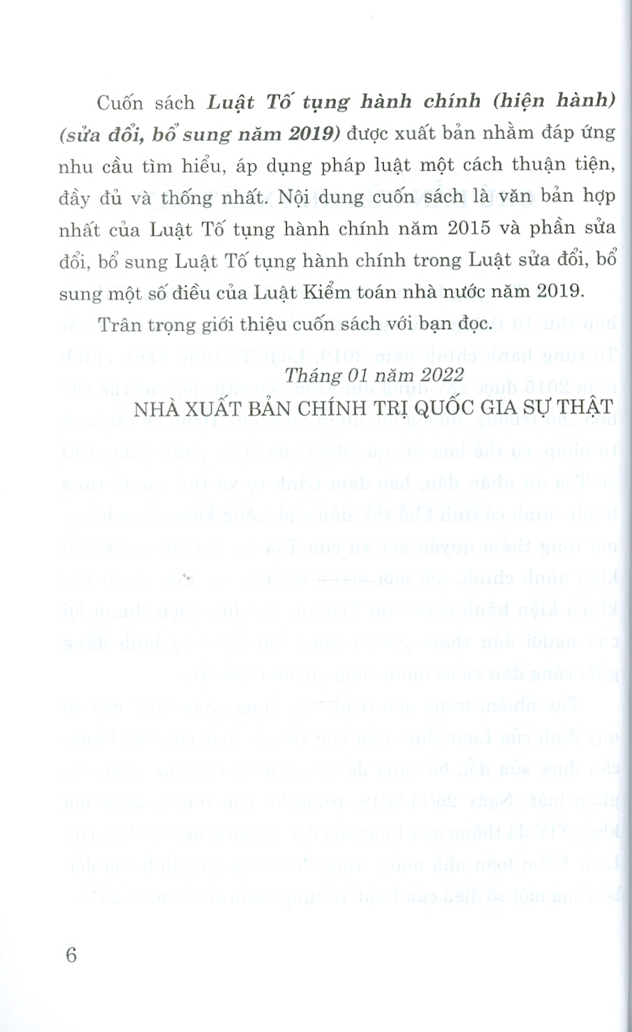 Luật Tố Tụng Hành Chính (Hiện Hành) (Sửa Đổi, Bổ Sung Năm 2019) - Tái bản năm 2022
