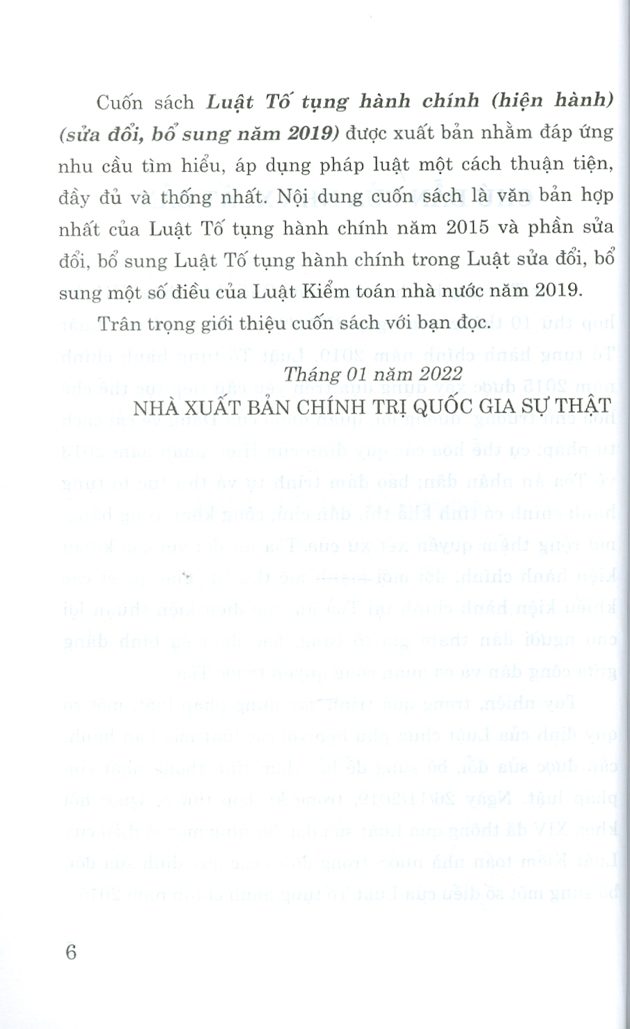 Luật Tố Tụng Hành Chính (Hiện Hành) (Sửa Đổi, Bổ Sung Năm 2019) - Tái bản năm 2022