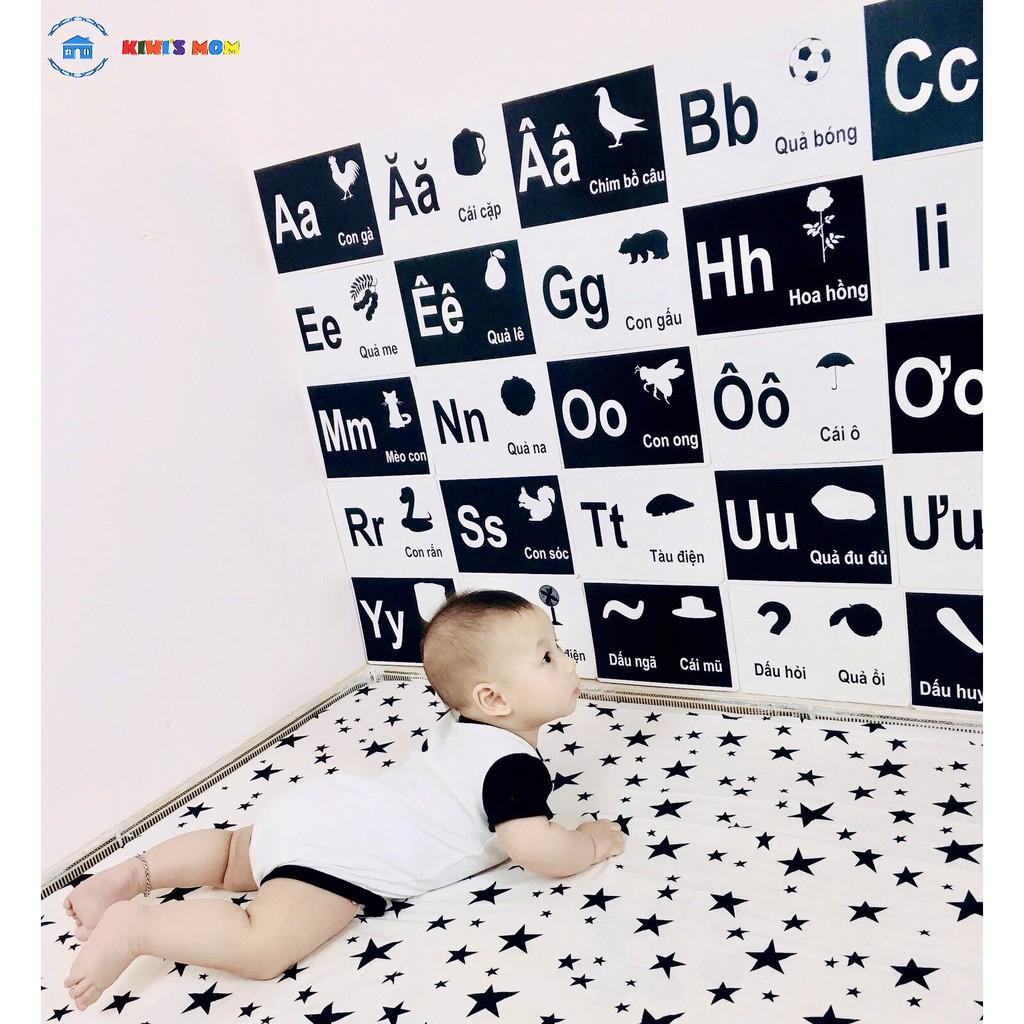 DECAL BẢNG CHỮ CÁI ĐEN TRẮNG KÍCH THÍCH THỊ GIÁC KIWI'S MOM 4 lớp cao cấp chống nước