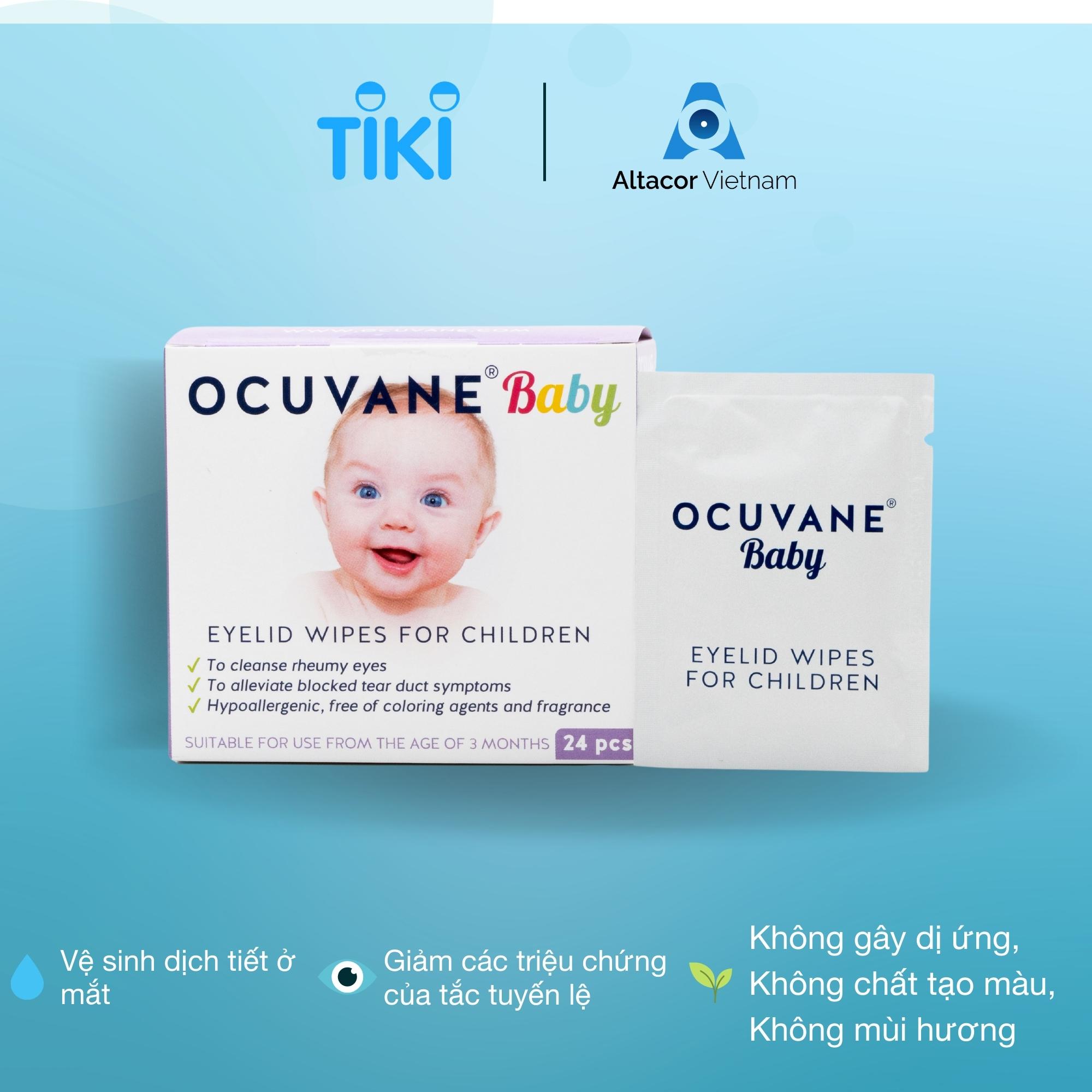 Gạc lau mi Ocuvane Baby 24 miếng dùng cho trẻ từ 3 tháng tuổi - Chính hãng