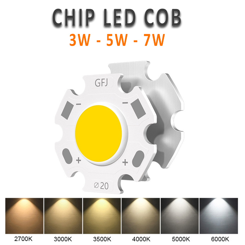 Chip đèn LED COB 3W, 5W, 7W (20mm) Ánh sáng 3200K, 4500K, 6000K