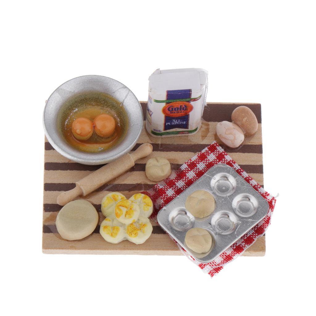 Miniature Rolling Pin Set 1:12 Dollhouse Accessories Kitchen for Children Doll Pretend Play Toy