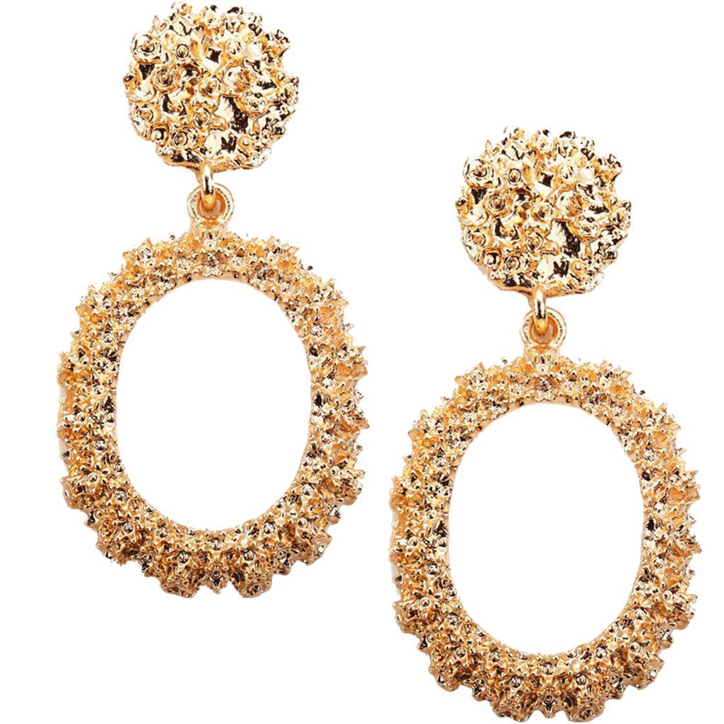 Dangle Earrings Women Fashion Oval Hoop Court Ear Drop Golden