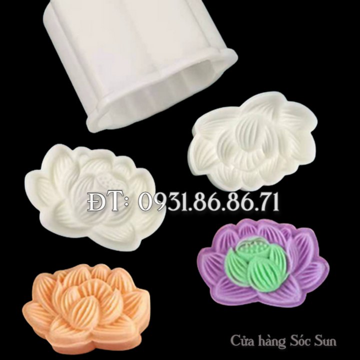 Khuôn trung thu lò xo hoa sen loại 50 gram – Mã số 1748