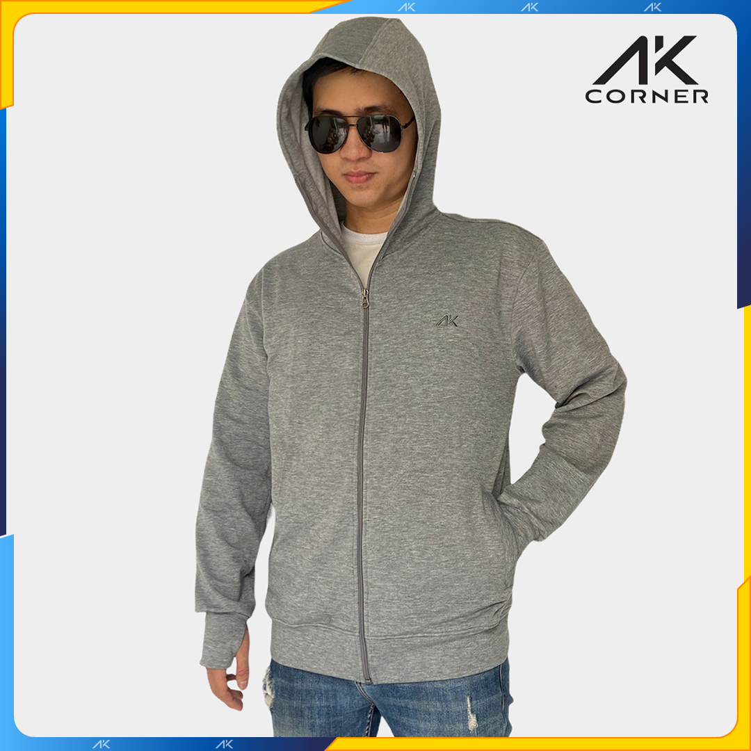 Áo khoác nam cao cấp AK Corner chất vải Cotton da cá 4 chiều mềm mịn thoáng mát, chống nắng tốt – Xám tiêu – XL