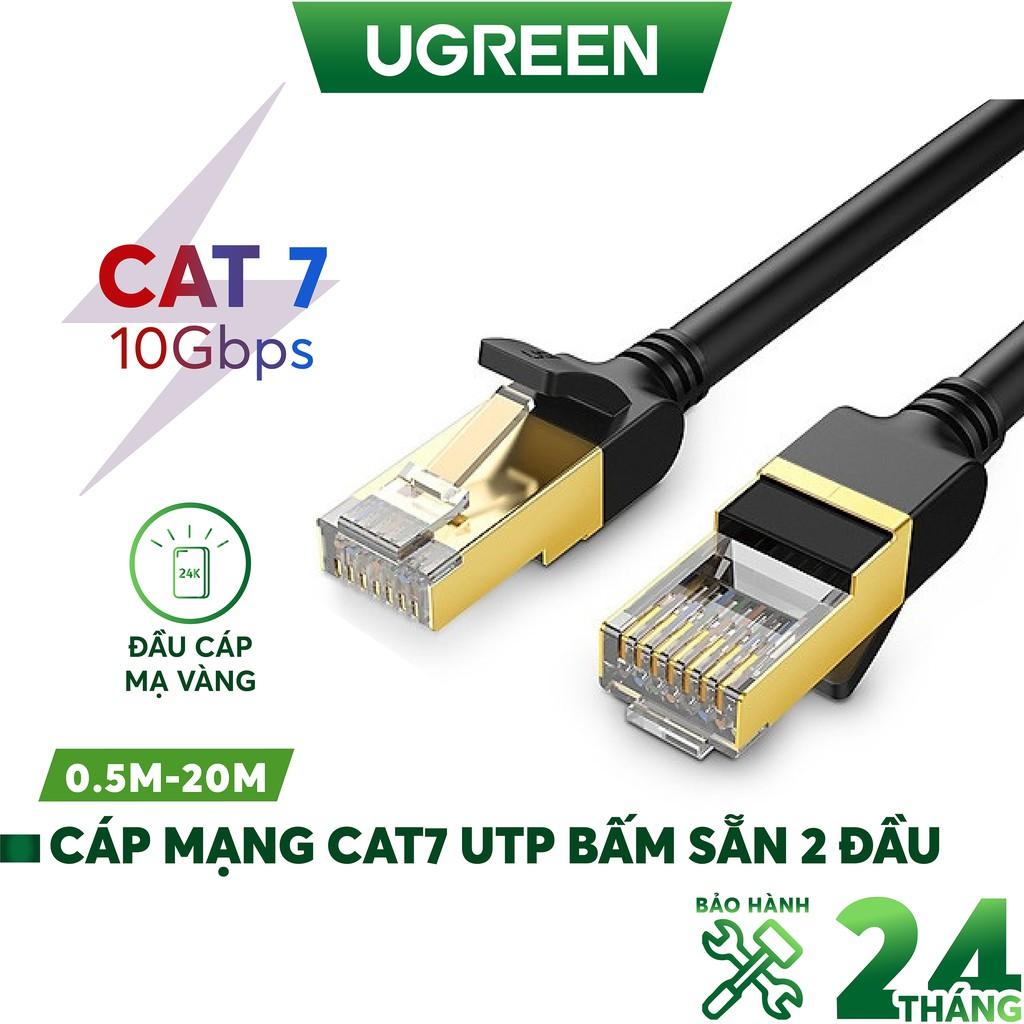 Cáp mạng 2 đầu đúc bọc hợp kim Cat 7 UTP, dạng tròn, dài từ 0.5-20m UGREEN NW107