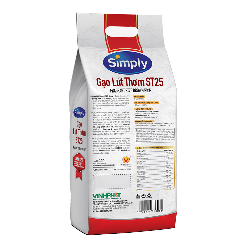 Gạo Lứt Thơm ST25 Simply 1kg