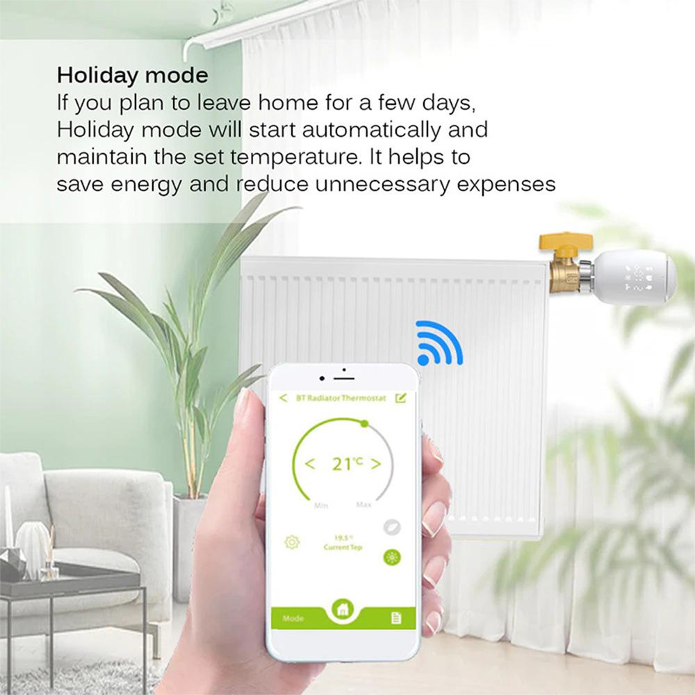 Zigbee TRV Intelligent Radiator Valve Thermostat Mobile Phone APP Control Remote Control Programmable Smart Temperature Controller Need to be Used with Zigbee Gateway E14648-3
