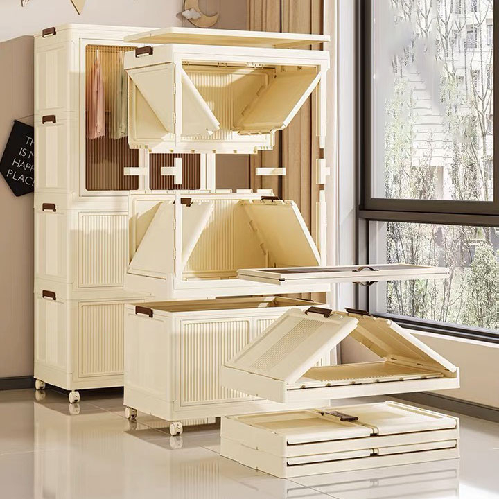 Tủ Quần Áo Gấp Gọn Trẻ Em Rộng 56cm Tủ Nhựa Để Đồ Nhựa PP Nguyên Sinh An Toàn Cho Sức Khoẻ Có Bánh Xe Xoay 360 Độ