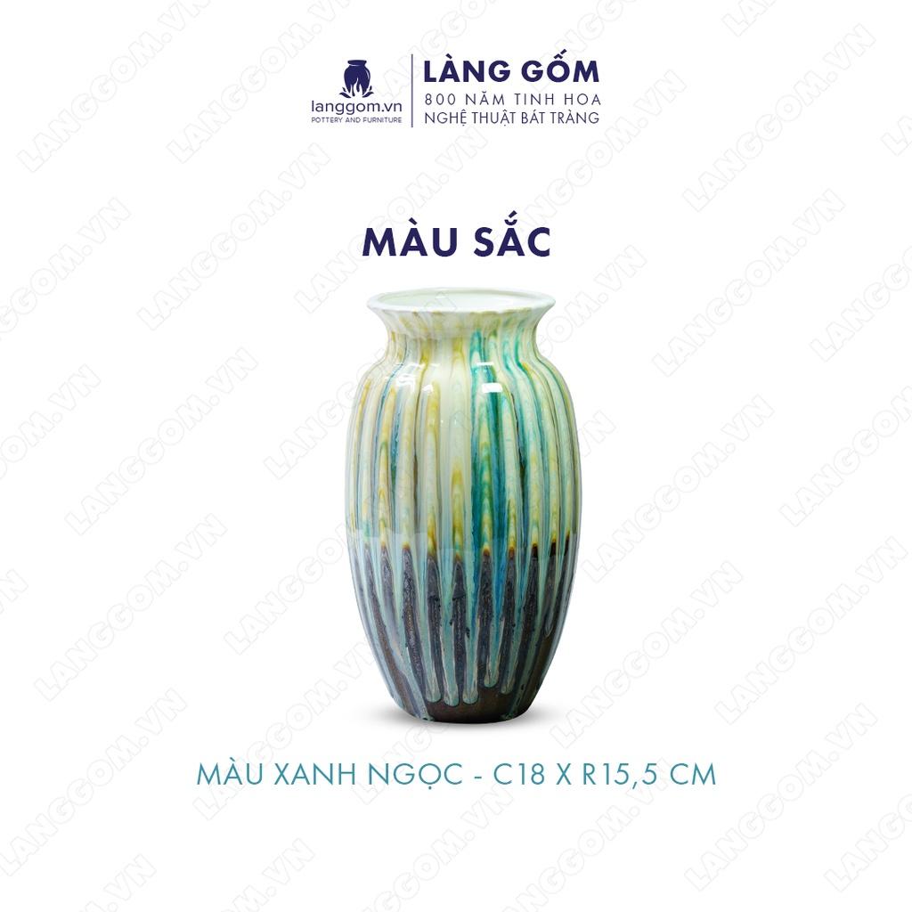 Bình hoa, lọ hoa Gốm sứ Bát Tràng cao cấp Men chảy múi đều miệng xòe dùng làm quà tặng, trang trí - Làng Gốm Bát Tràng