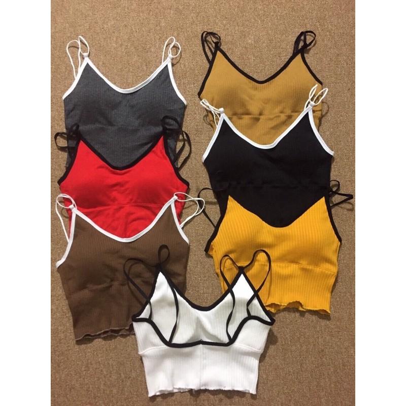 Áo hai dây mút ngực Crop top(size 35-50kg