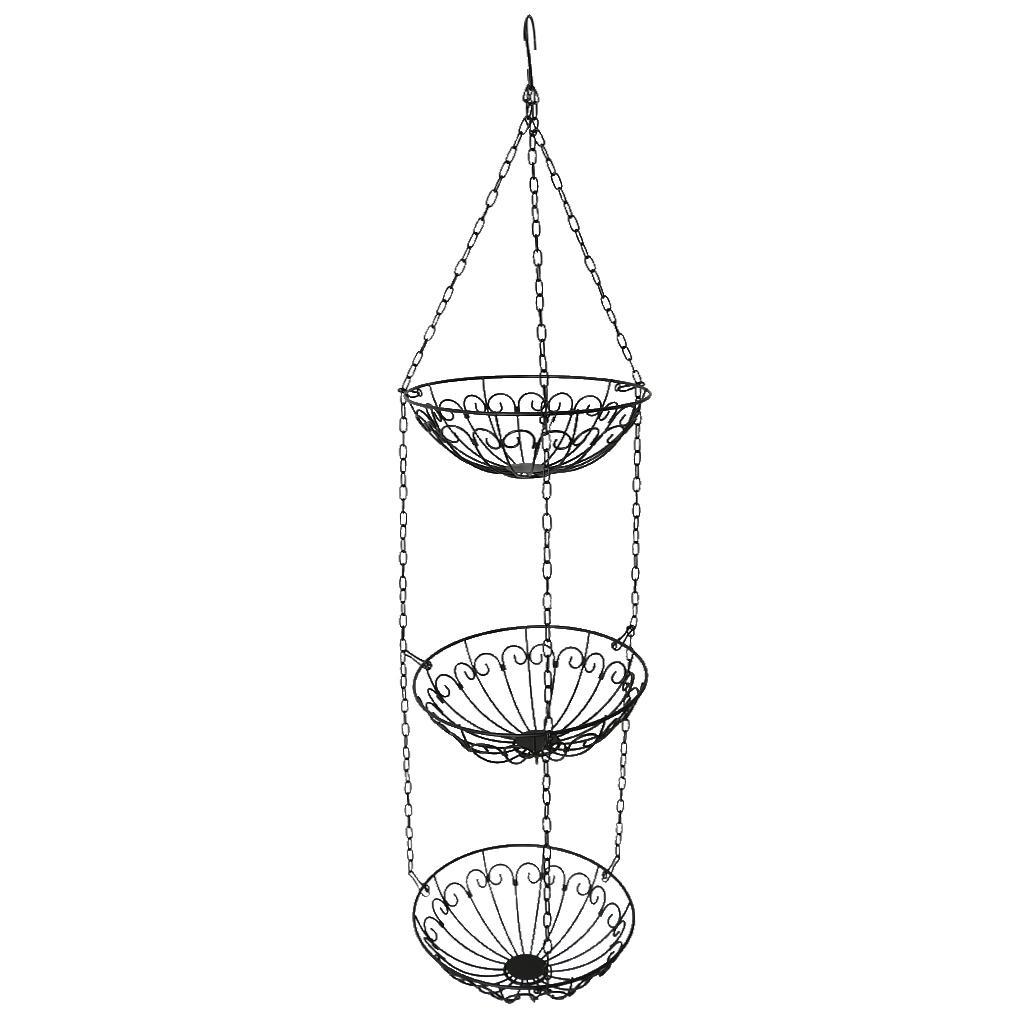 3 Tier Metal Kitchen Wire Vegetable Rack Fruit Hanging Basket Bowl Shower
