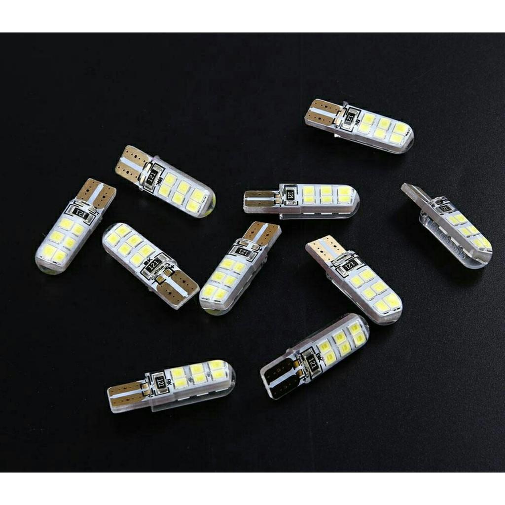 BÓNG LED T10 Đèn Xi Nhan, Đèn Demi Siêu Sáng Cho Xe Máy, Ô Tô, Chân T10 chip SMD Bọc Silicon