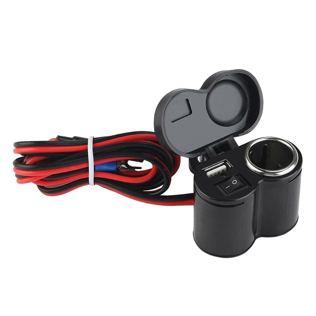 USB Cigarette Lighter Power Outlet Hardwire Cable For Motorcycle Car Auto