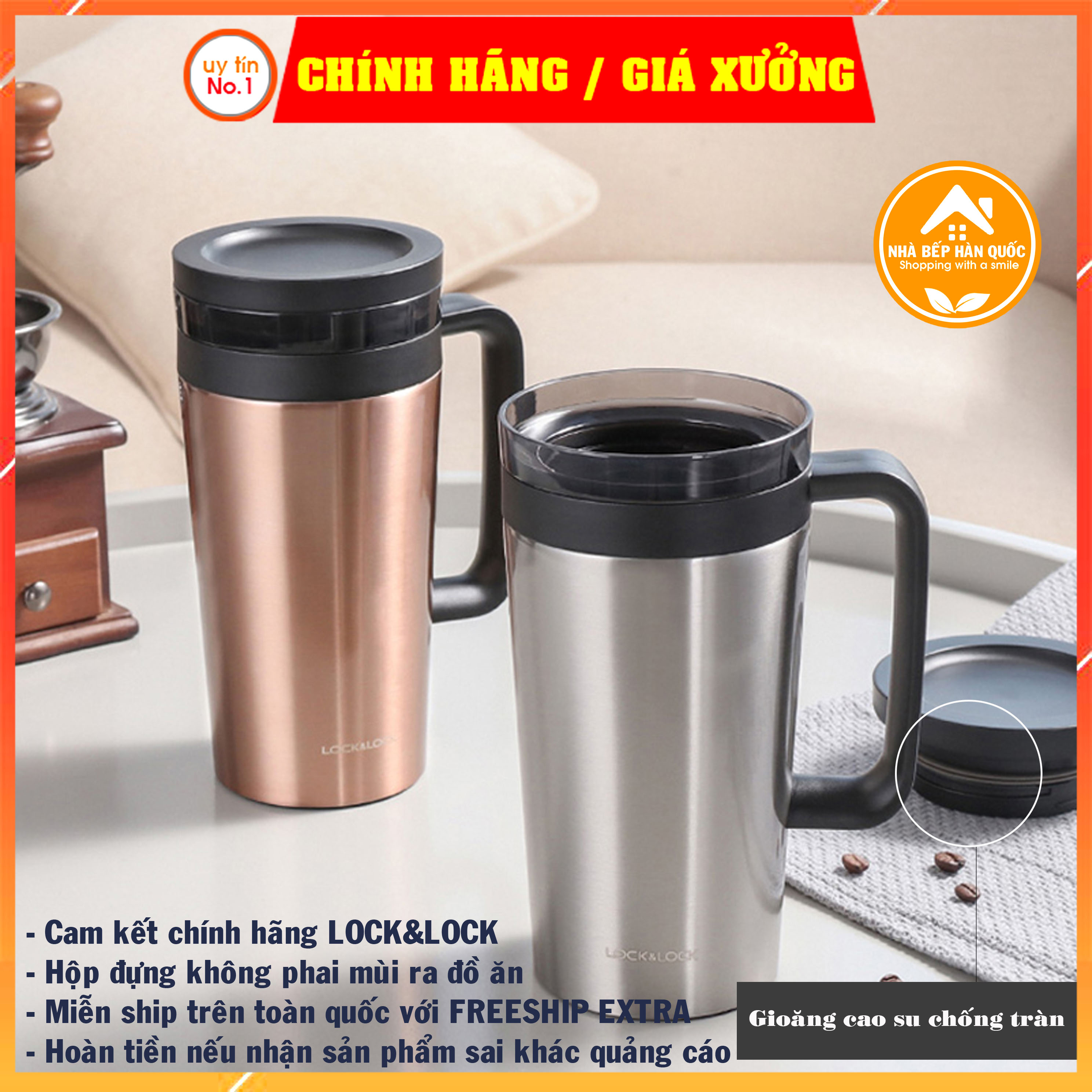 Ly giữ nhiệt có lọc bằng inox Lock&amp;Lock Coffee filter mug dung tích 580ml LHC4197