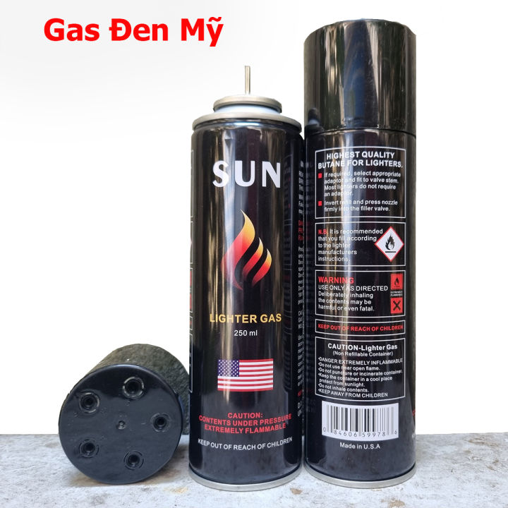 Bình bơm Gas Bật lửa - Hột quẹt Hàn Quốc ( xịn kèm 5 đầu bơm trên nấp )