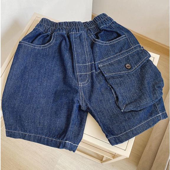 Quần short jean túi hộp chỉ nổi cá tính cho bé Q693