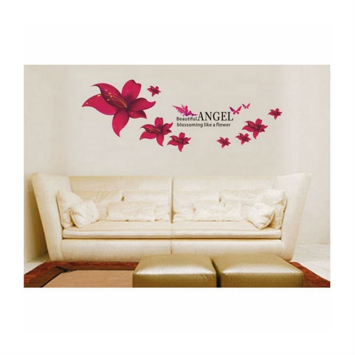 Decal Dán Tường Hoa Ly Đỏ PK100