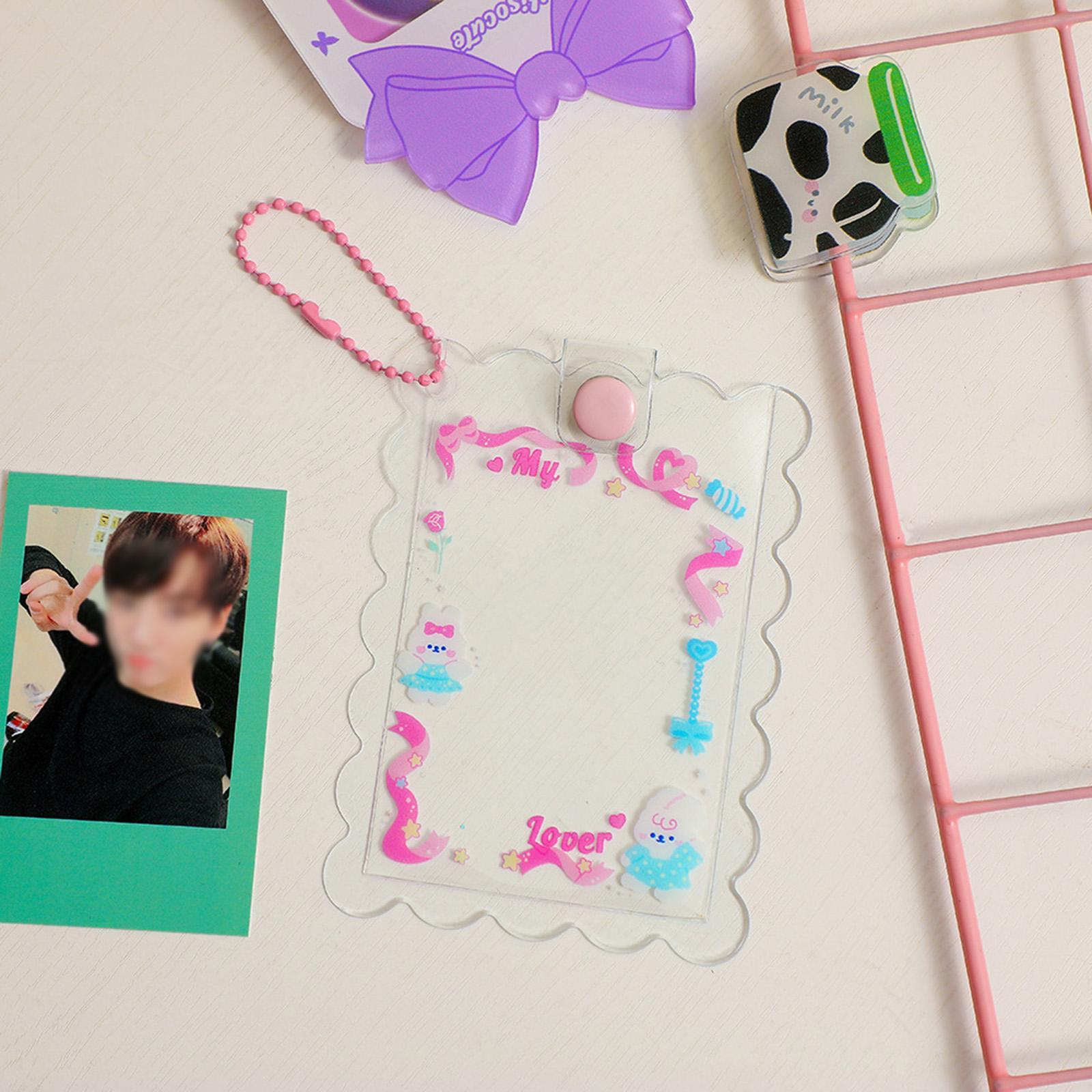 Keychain Card Sleeve Storage Birthday Gift for Women Girls Cartoon Hanging Decoration Pendant Art Supplies Photo Holder Card Protective Case