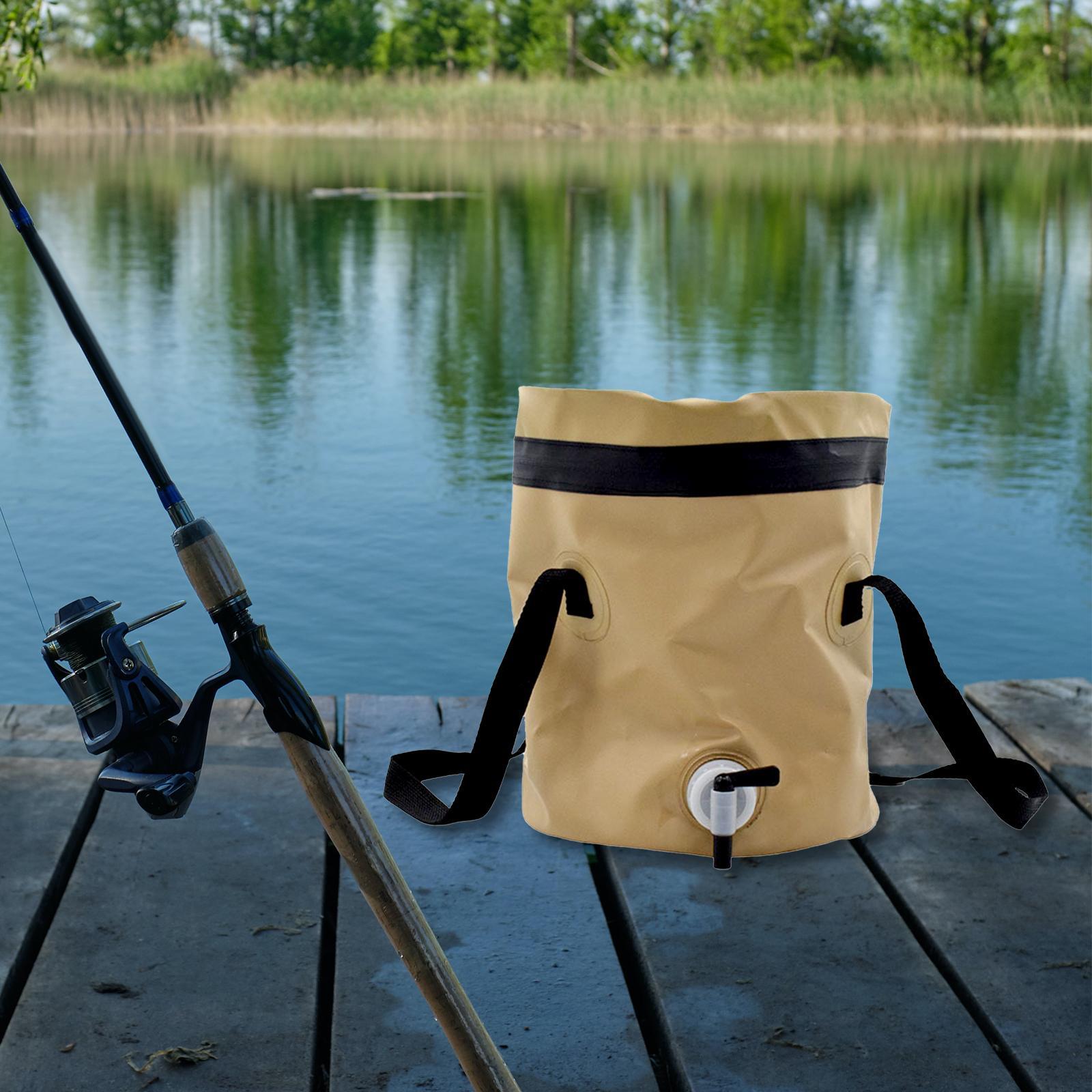 Collapsible Bucket Fishing Bucket with Handle Multipurpose with Faucet Water Container Wash Basin for Camping Hiking Picnic Outdoor Boating
