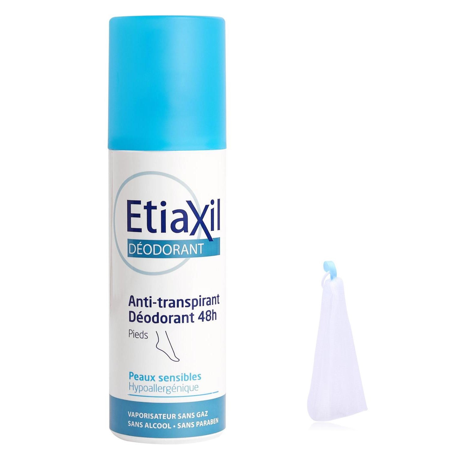 Xịt Khử Mùi Giúp Ngăn Ngừa Mồ Hôi Chân Etiaxil Déodorant Anti-Transpirant 48h Pieds 100ml + Tặng 1 Túi Lưới Tạo Bọt Rửa Mặt