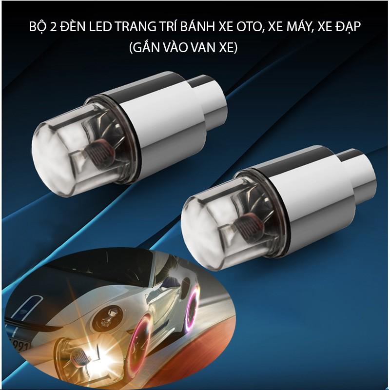 Bộ 2 đèn led đổi màu gắn bánh xe ôtô, xe máy, xe đạp dùng 3 pin cúc AG10