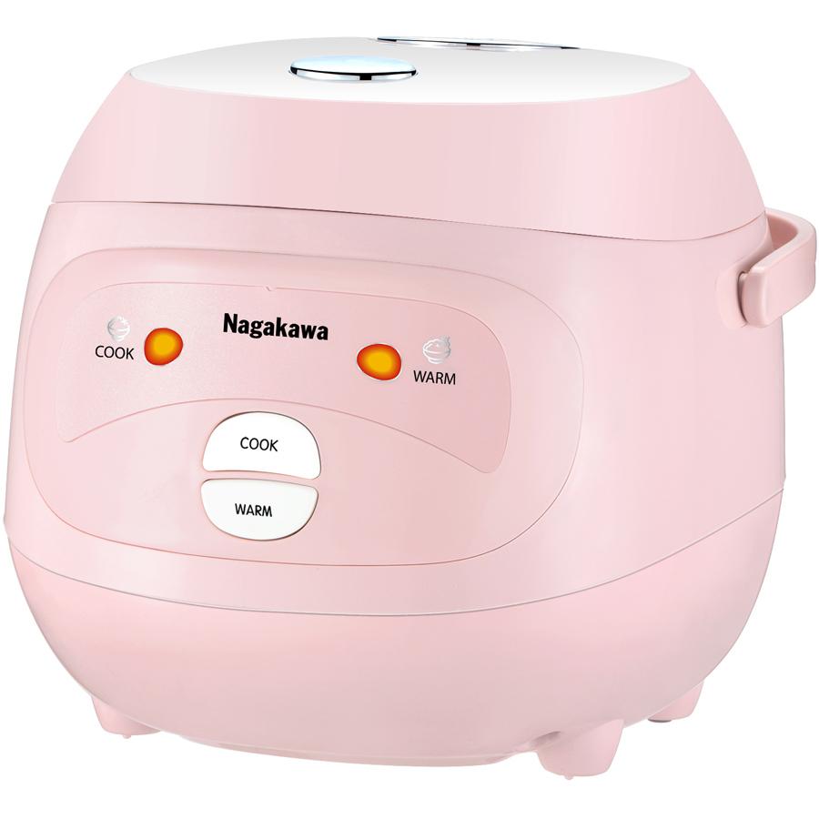 Nồi Cơm Điện Mini Nagakawa NAG0134 Hồng Trắng - Lòng niêu chống dính- 400W-1L - Hàng Chính Hãng