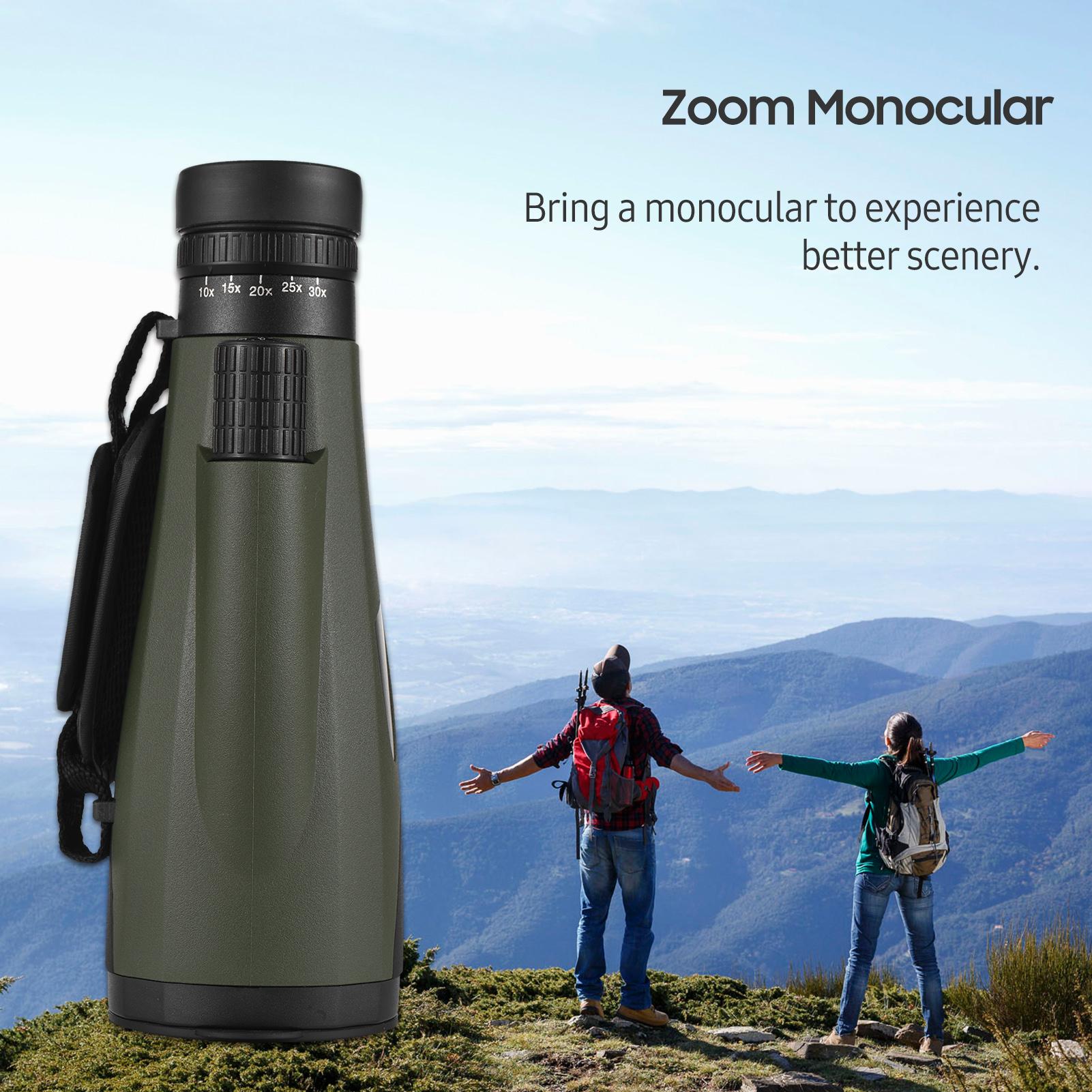 10-30x60 Zoom Monocular BAK4 Prism Waterproof Monocular Phone Telescope for Wildlife Birds Watching Camping Hiking Tourism Living Concert