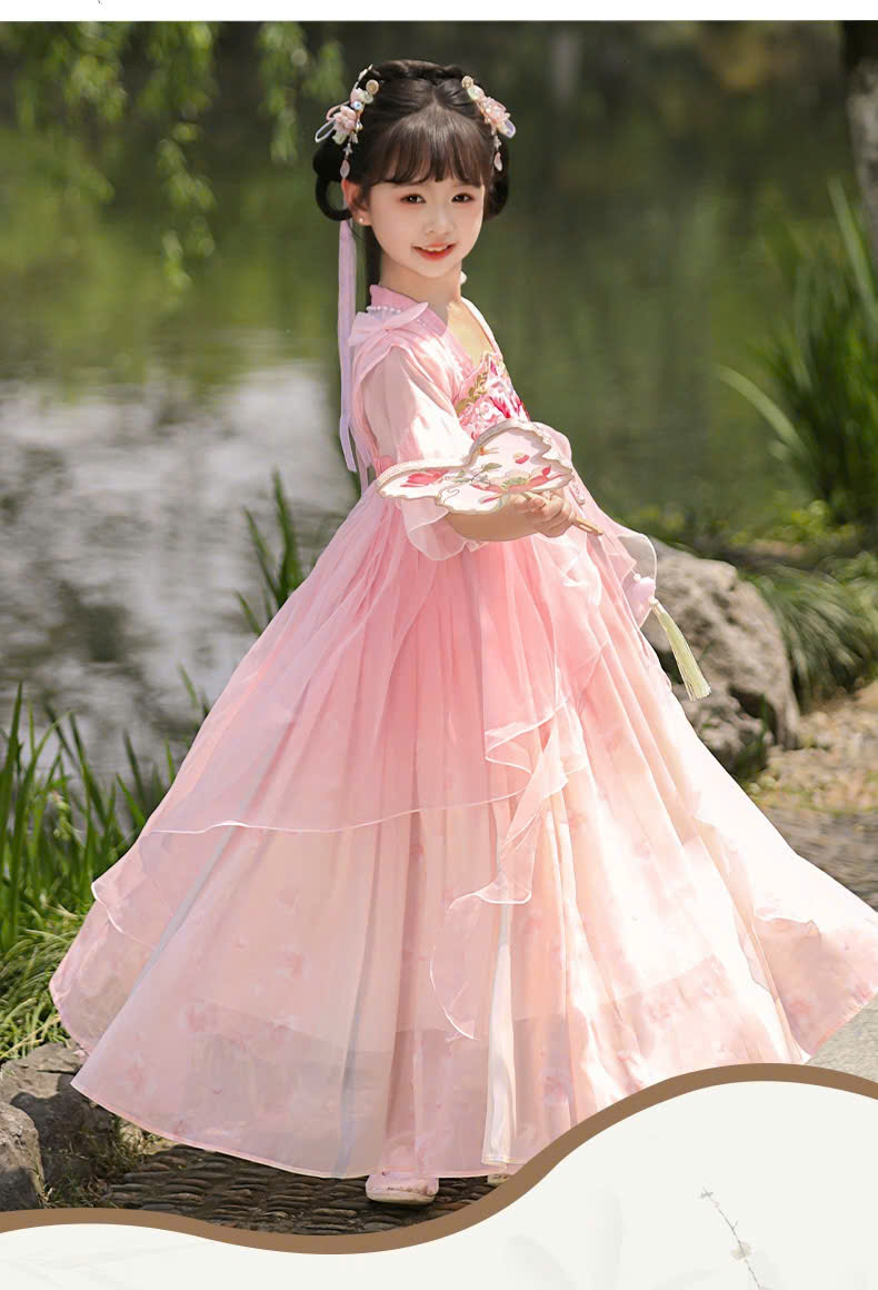 Đầm váy công chúa cổ trang hanfu hán phục cho bé gái diện lễ tết trung thu biểu diễn múa 100-170 hàng Quảng Châu