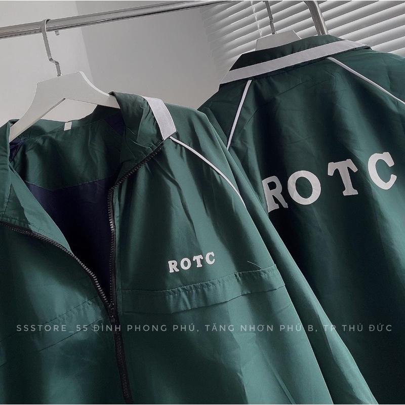 Áo Khoác dù màu rêu chữ ROTC unisex ảnh thật