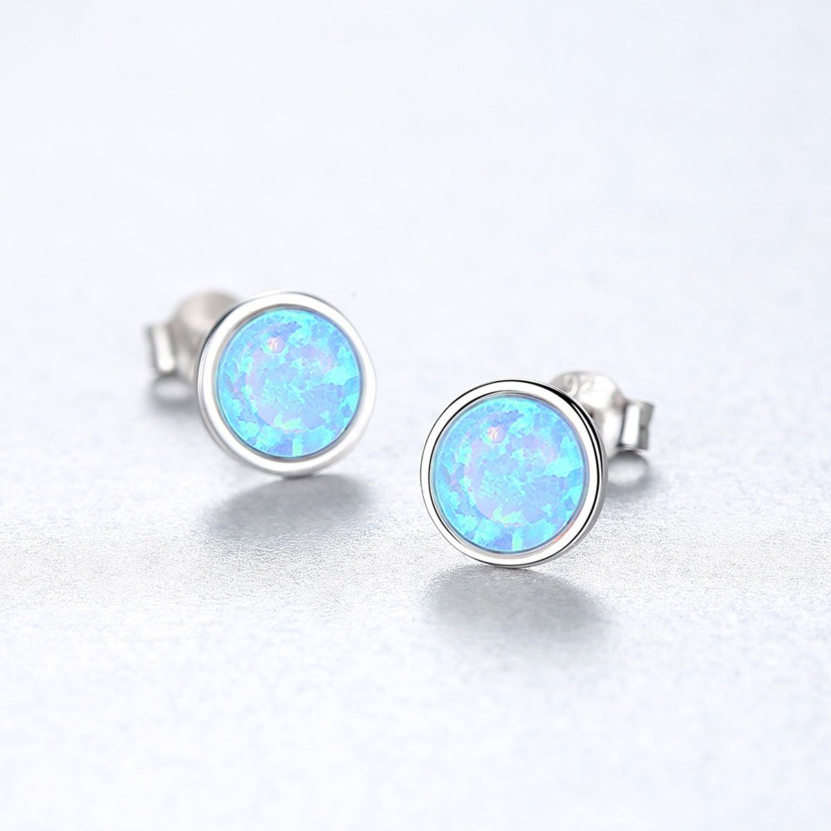 Bông Tai Nữ Bạc Đính Đá Opal Xanh , Bông Tai Bạc Nữ Đính Đá Nhỏ Xinh, Khuyên Nụ Bạc Nữ Đính Đá Thời Trang - B2707 - Bảo Ngọc Jewelry