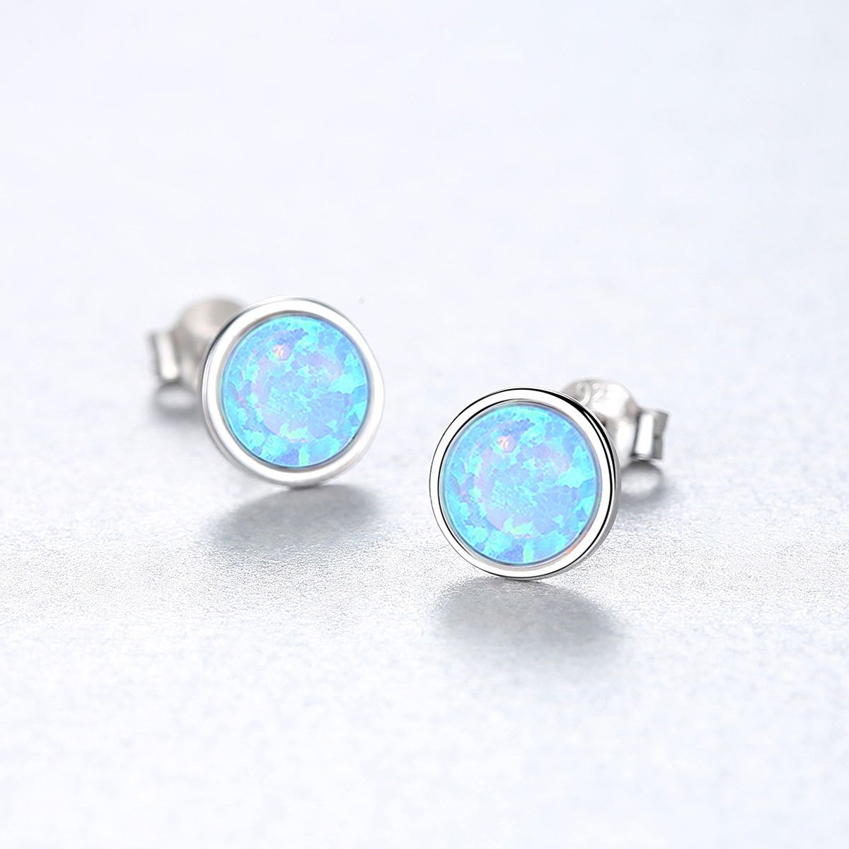 Bông Tai Nữ Bạc Đính Đá Opal Xanh ( Đá Mắt Mèo ), Bông Tai Bạc Nữ Đính Đá Nhỏ Xinh, Khuyên Nụ Bạc Nữ Đính Đá Thời Trang - B2707 - Bảo Ngọc Jewelry