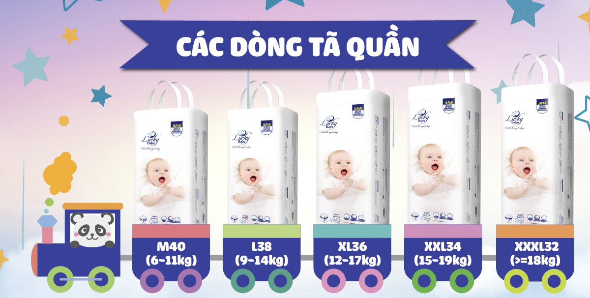 Tã Bỉm Dán Lucky Baby Không Huỳnh Quang, Siêu Thấm Hút NB60 (<5kg)