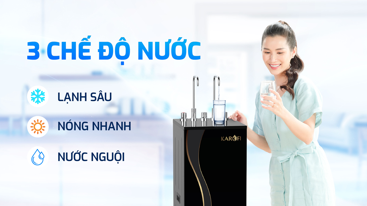Máy lọc nước nóng lạnh RO Mỹ 11 lõi Karofi KAD-D66S Pro - Giao trước lắp sau miễn phí toàn quốc - Bảo hành 36 tháng - Hàng chính hãng