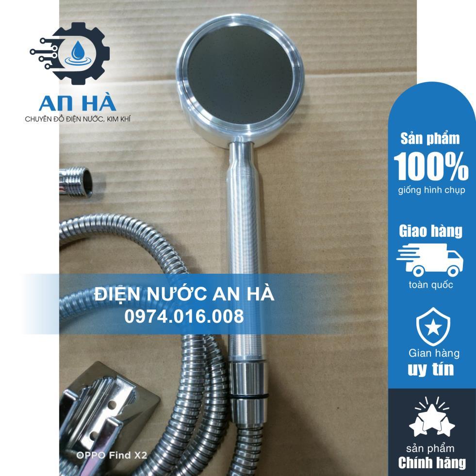 Bộ củ sen lạnh inox 201 + Tay sen tăng áp nhôm + Dây inox 304