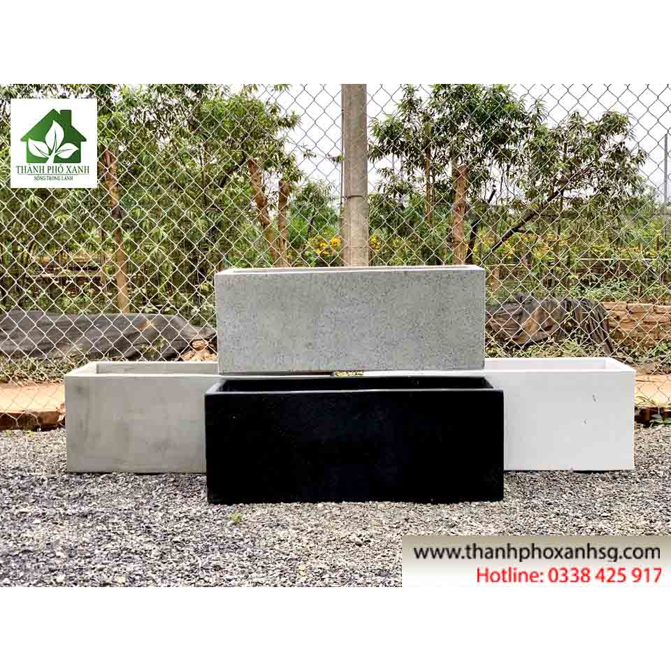 Chậu đá mài chữ nhật 60x20x20cm đen