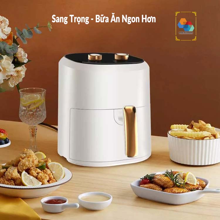 Nồi chiên không dầu Airbot AF480 dung tích 4.8 Lít, công nghệ gió xoáy 3D turbo, chống dính và tự động bật/tắt an toàn, có hẹn giờ, hàng chính hãng