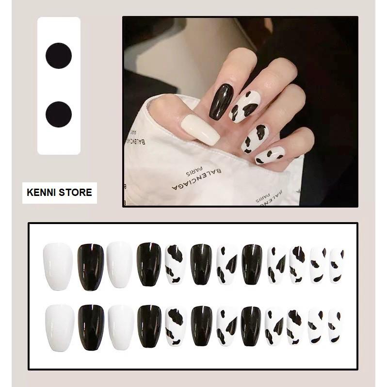 Bộ 24 móng tay giả bò sữa dễ thương SẴN KEO DÁN