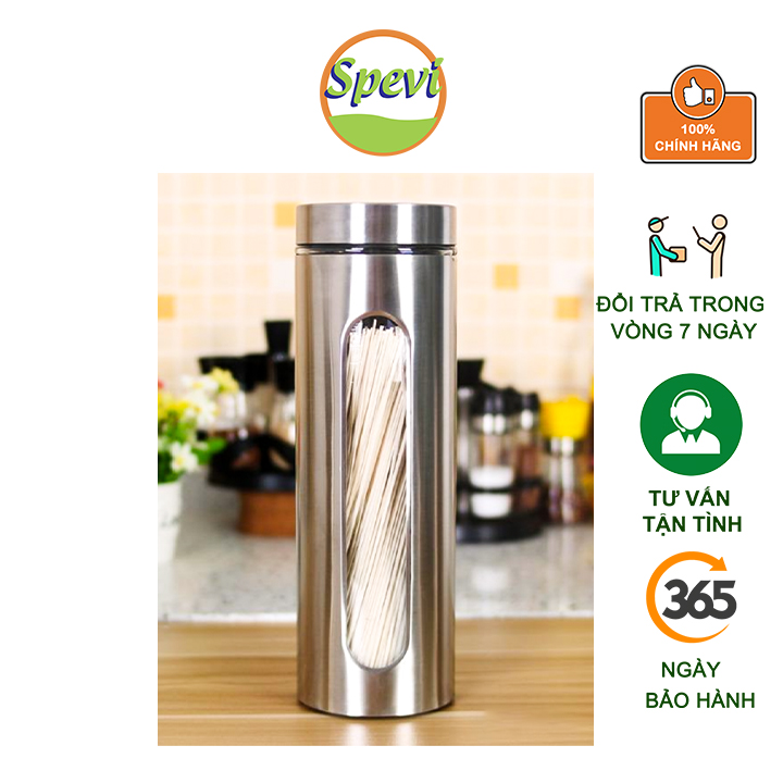 Hộp Đựng Thực Phẩm Bằng Thủy Tinh Bọc Inox 201 Hình Trụ Tròn Cao Cấp Chống Ẩm Mốc Tốt, Siêu Bền - Hàng Chính Hãng - 1800Ml