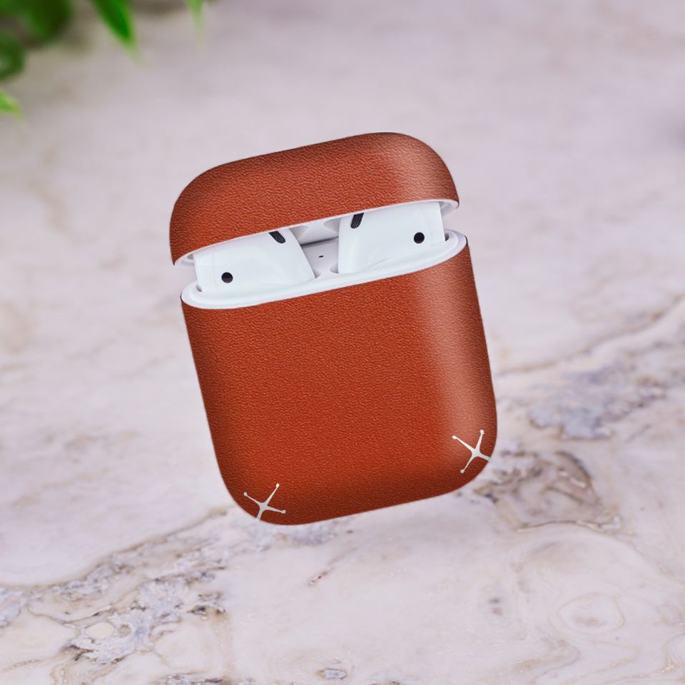 Miếng dán skin chống bẩn cho tai nghe AirPods in hình Vân Da - Da019 (bản không dây 1 và 2