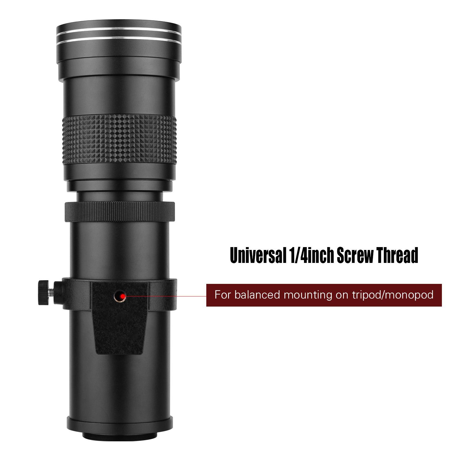 Camera MF Super Telephoto Zoom Lens F/8.3-16 420-800mm T Mount + UV/CPL/FLD Filters Set + T2-EOS Adapter Ring for Canon